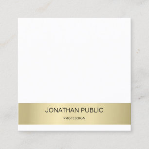 Cartão De Visita Quadrado Design Elegante Minimalista com Efeito Dourado Sim