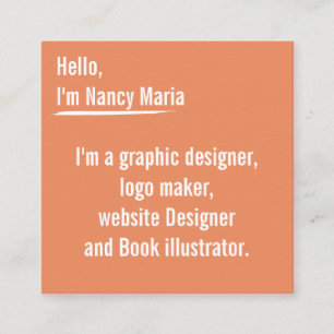Cartão De Visita Quadrado Design gráfico moderno minimalista Laranja