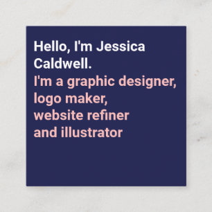 Cartão De Visita Quadrado design gráfico simples azul e rosa moderno