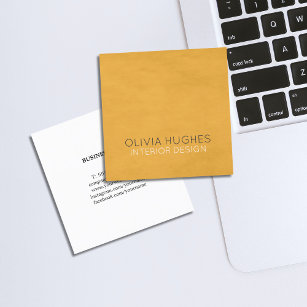 Cartão De Visita Quadrado Design Interior Amarelo de Textura Chic Moderna