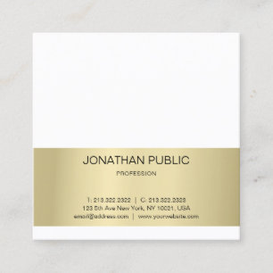 Cartão De Visita Quadrado Design Minimalista Elegante Efeito Dourado Simples