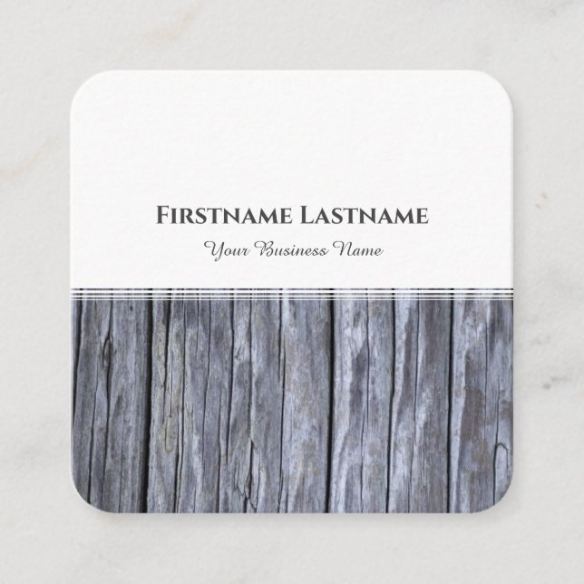 Cartão De Visita Quadrado Design moderno de cinzas brancas de madeira (Frente)
