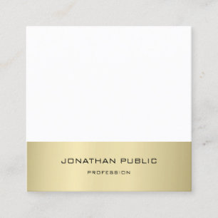 Cartão De Visita Quadrado Design Moderno Minimalista Efeito Dourado Simples