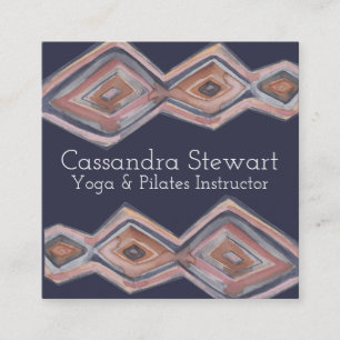 Cartão De Visita Quadrado Design pintado mão da aguarela geométrica