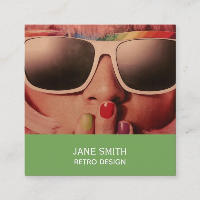 Cartão De Visita Quadrado Design retro profissional moderno (Frente)