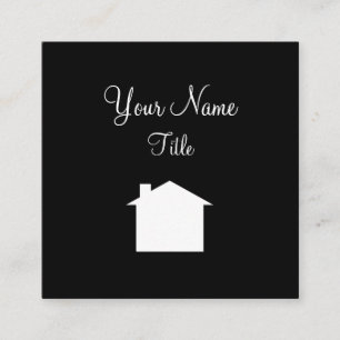 Cartão De Visita Quadrado Design simples do símbolo da casa do corretor de