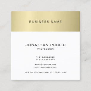 Cartão De Visita Quadrado Design Simples Elegante Minimalista Olhar Dourado