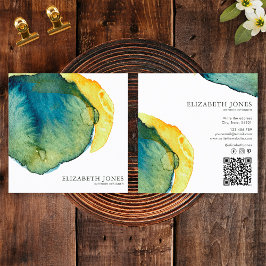 Cartão De Visita Quadrado Designer de Interiores de Aquarela Abstrata Azul A