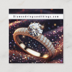 Cartão De Visita Quadrado Designer de Joias de Anel de Diamante Joalheiro