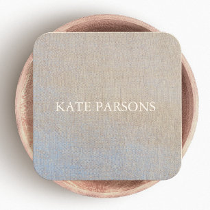 Cartão De Visita Quadrado Designer Elegante Linen (imagem) minimalista