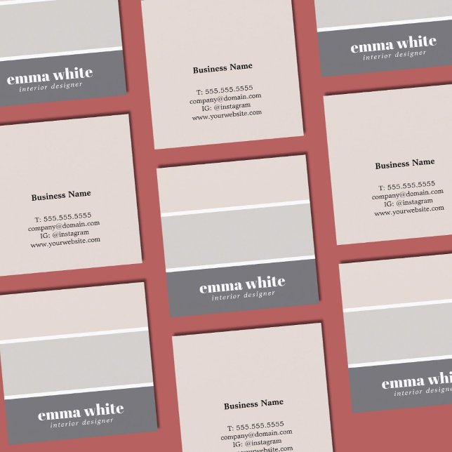 Cartão De Visita Quadrado Designer Interior do Pastel Elegante Moderno (Criador carregado)