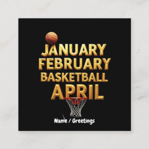 Cartão De Visita Quadrado Designs de abril de fevereiro de basquetebol legal