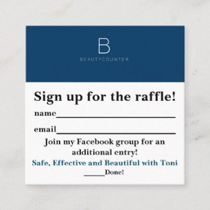 Cartão De Visita Quadrado Deslizamentos do Raffle de Beautycounter