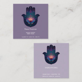 Cartão De Visita Quadrado Despertar do Lótus | Design da Mão Hamsa