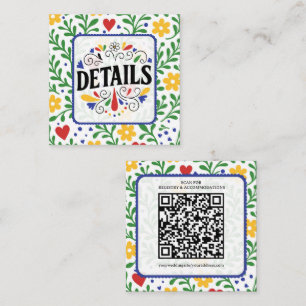 Cartão De Visita Quadrado Detalhe do Casamento Floral Fiesta de Amor Bold Co