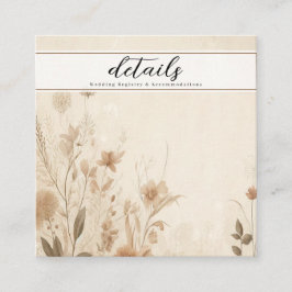 Cartão De Visita Quadrado Detalhes Botânicos Florais Delicados Vintage Boho