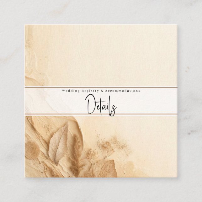 Cartão De Visita Quadrado Detalhes da Boêmia de Creme de Marfim Botânica Tex (Frente)