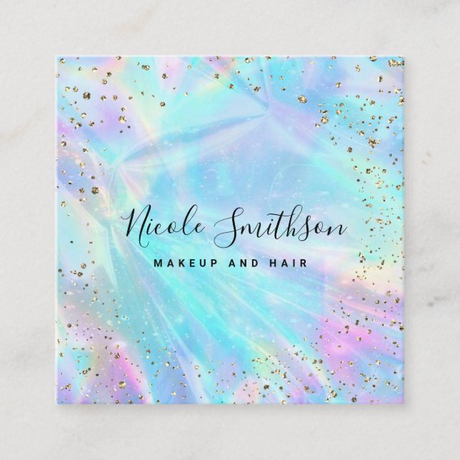 Cartão De Visita Quadrado Detalhes da folha de ouro FAUX (Frente)