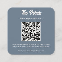 Detalhes de Casamento com Código QR em Azul Ardósi