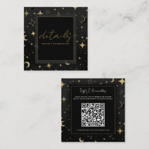 Cartão De Visita Quadrado Detalhes do Casamento com Lua e Estrelas Celestiai