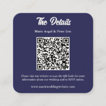 Detalhes do Casamento com Monograma QR Code em Azu