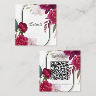 Cartão De Visita Quadrado Detalhes do Casamento Glam Floral Jardim Florido C