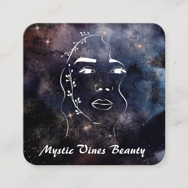 Cartão De Visita Quadrado ** Deusa de Planta Cósmica Mulher Nebulosa QR Flor (Frente)