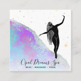 Cartão De Visita Quadrado *~* Deusa Óptica Arco-Íris Celestial Azul Místico 