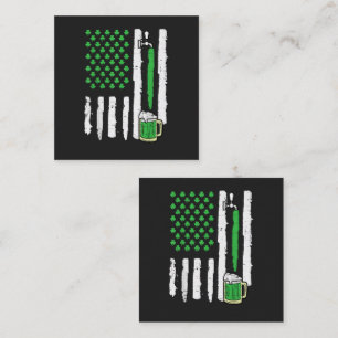 Cartão De Visita Quadrado Dia de São Patrício Bandeira da América Santo