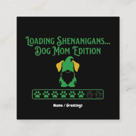 Cartão De Visita Quadrado Dia de São Patrício Gnome Mãe de Cachorro Travessu