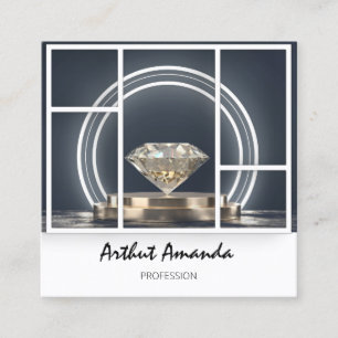 Cartão De Visita Quadrado Diamante do logotipo personalizado de Boutique de