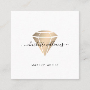 Cartão De Visita Quadrado Diamante Dourado Mínimo Moderno Salon Visitenkart