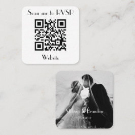 Cartão De Visita Quadrado Digitalize-me para RSVP Wedding QR Code Resposta F