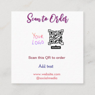 Cartão De Visita Quadrado digitalize para encomendar código Qr e-mail site d
