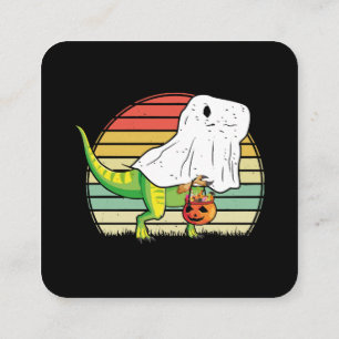 Cartão De Visita Quadrado Dino Fantasma Engraçado Halloween