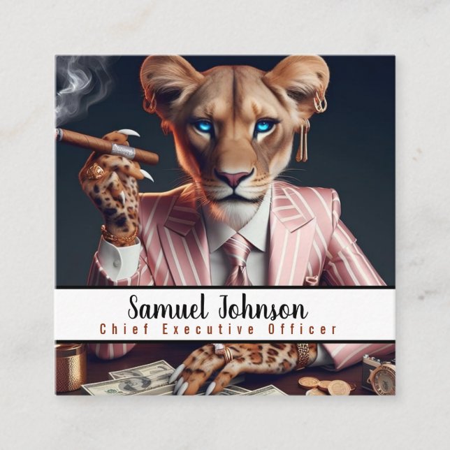 Cartão De Visita Quadrado Diretor Executivo Executivo Engraçado Executivo (Frente)
