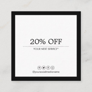 Cartão De Visita Quadrado Disconto Luxe dos meios sociais modernos