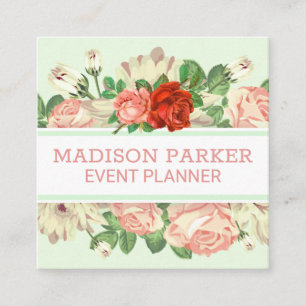 Cartão De Visita Quadrado Disposição Floral