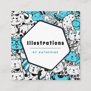 Cartão De Visita Quadrado Diversão do Designer Gráfico do Cartoonista de Pad