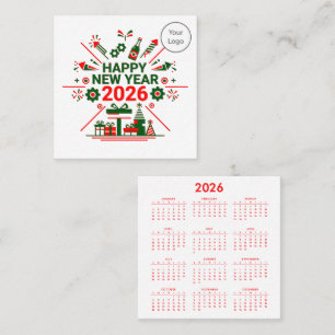 Cartão de visita Quadrado do Calendário Ano Novo 2