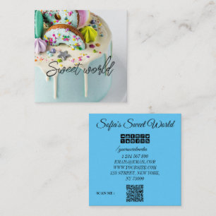 Cartão De Visita Quadrado Doces Coloridos Código Qr Moderno Quadrado
