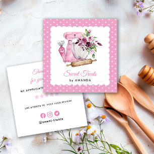 Cartão De Visita Quadrado Doces Presentes Rosa Obrigada