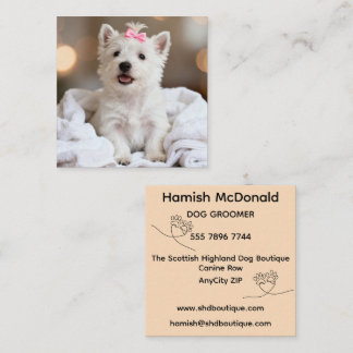 Cartão De Visita Quadrado Dog Groomer Business Card