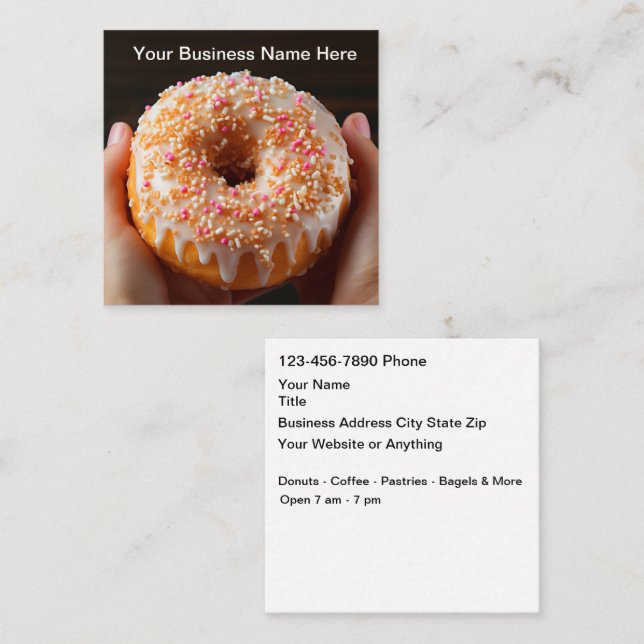 Cartão De Visita Quadrado Donut And Coffee Shop Business Cards (Frente/Verso)