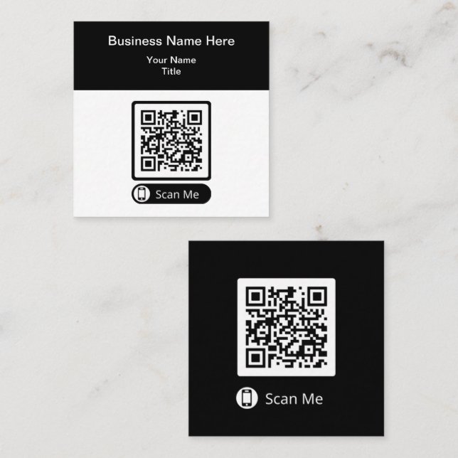 Cartão De Visita Quadrado Double Side QR Code Promotional Business Cards  (Frente/Verso)