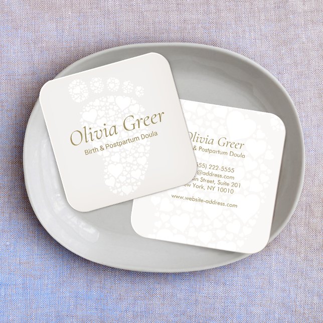 Cartão De Visita Quadrado Doula Birth Treinador Midwith Foot Criança Foot (Criador carregado)