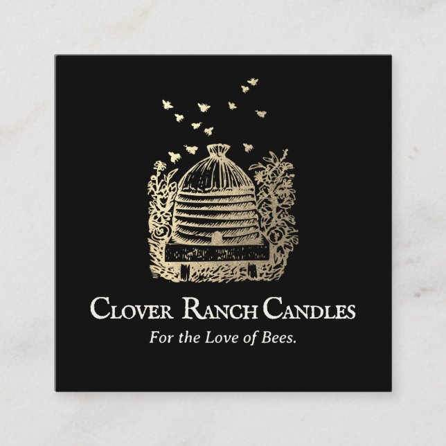 Cartão De Visita Quadrado Dourada Abelha Aurica Apatia (Frente)