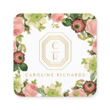 Dourada Arte Deco Monograma Florais Vintage