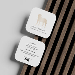 Cartão De Visita Quadrado Dourada Bullmastiff Dog Walker Trainer Siteira de 