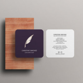 Cartão De Visita Quadrado Dourada Caneta MÓVEL DE  MÓVEL Roxo DO AGENTE DE C